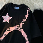 Oversize-T-Shirt mit Patchwork und Stern-Buchstaben-Print